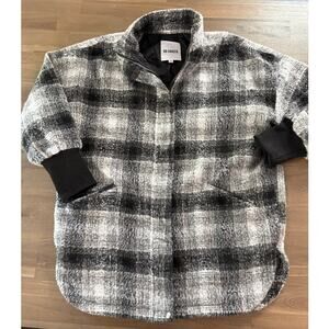 Heritage Print BB Dakota Zip up Black and White Fuzzy Jacket Size M